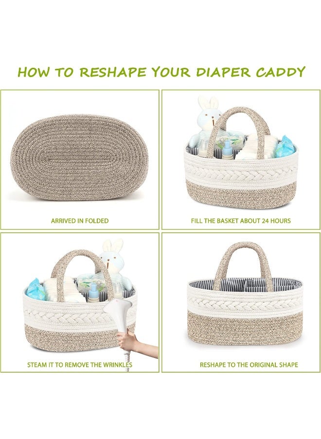 Maliton Diaper Caddy Organizer for Baby, Cotton Rope Baby Gift Basket, Portable Diaper Organizer for changing table, Nursery Storage Organizer, Shower Gifts for Newborn,baby essentials - Image 5
